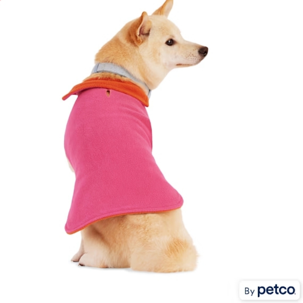 Good2Go Reversible Cozy Fleece Jacket Coat for Dog Pink Orange Medium/Large Dogs